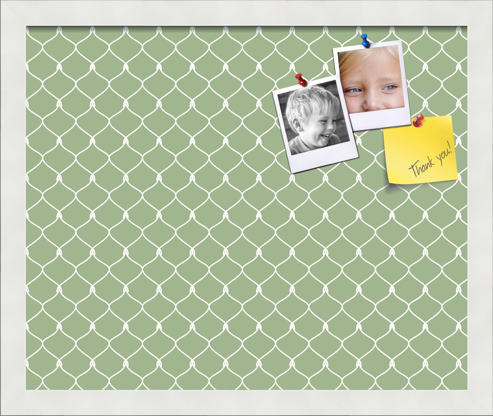 PinPix 17x14 Custom Cork Bulletin Board Green Chain Poster Board Has a Fabric Style Canvas Finish, Framed in Green Chain, by ArtToFrames (PinPix-572)