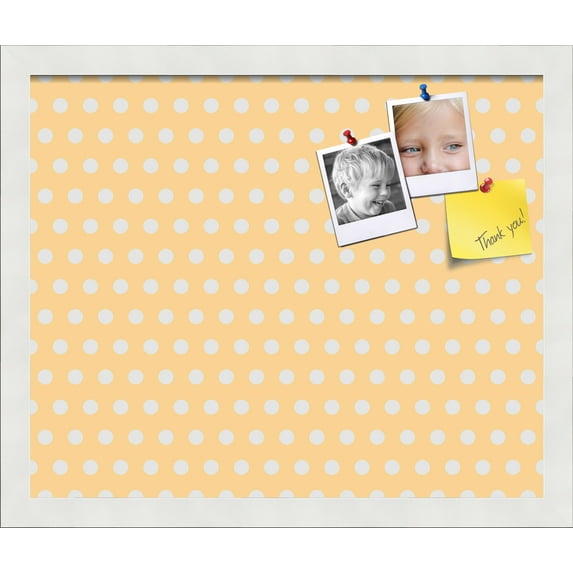 PinPix 17x14 Custom Cork Bulletin Board Orange Polka Dot Poster Board Has a Fabric Style Canvas Finish, Framed in Orange Polka Dot, by ArtToFrames (PinPix-266)