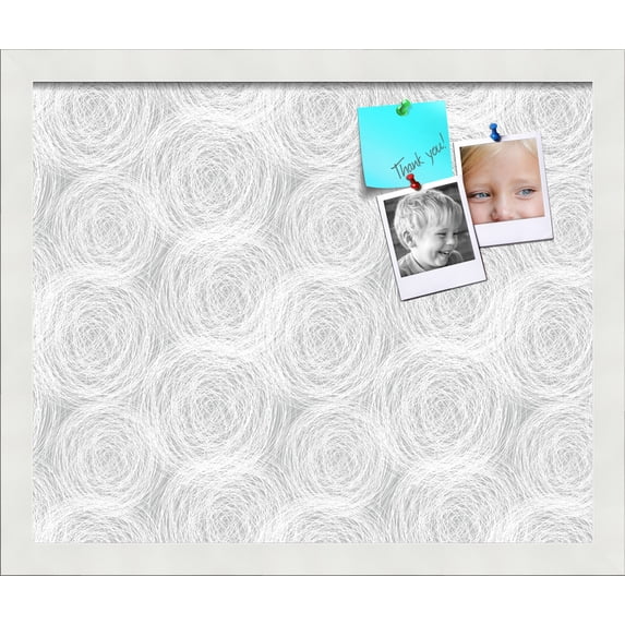 PinPix 17x14 Custom Cork Bulletin Board Sketch Circles Grey Poster Board Has a Fabric Style Canvas Finish, Framed in Sketch Circles Grey, by ArtToFrames (PinPix-1924)