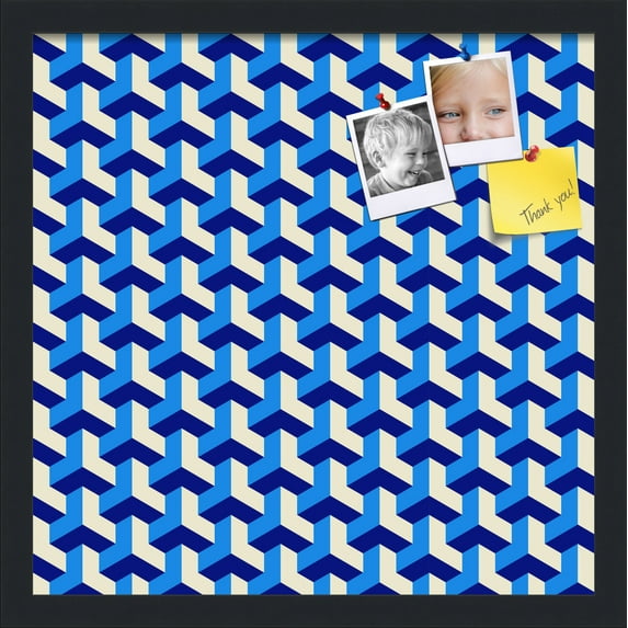PinPix 17x17 Custom Cork Bulletin Board Baus Blue Beige Poster Board Has a Fabric Style Canvas Finish, Framed in Baus Blue Beige, by ArtToFrames (PinPix-1532)