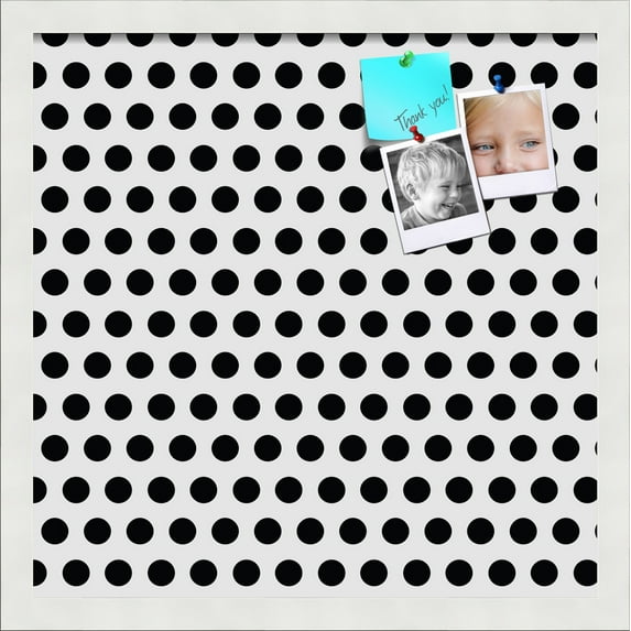 PinPix 17x17 Custom Cork Bulletin Board Black Polka Dot Poster Board Has a Fabric Style Canvas Finish, Framed in Black Polka Dot, by ArtToFrames (PinPix-200)