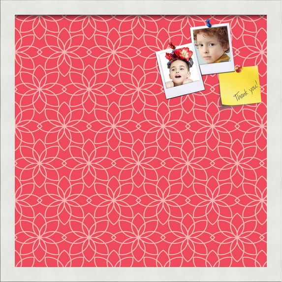 PinPix 17x17 Custom Cork Bulletin Board Floral Pink Poster Board Has a Fabric Style Canvas Finish, Framed in Floral Pink, by ArtToFrames (PinPix-549)
