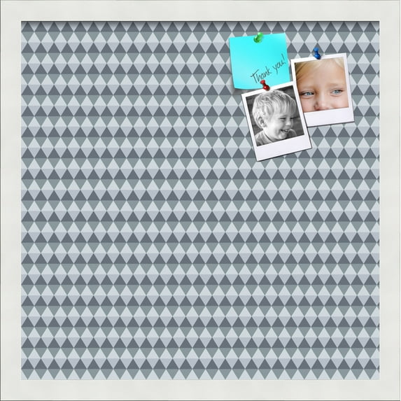 PinPix 17x17 Custom Cork Bulletin Board Grey - Blue Diamond Poster Board Has a Fabric Style Canvas Finish, Framed in Grey - Blue Diamond, by ArtToFrames (PinPix-227)