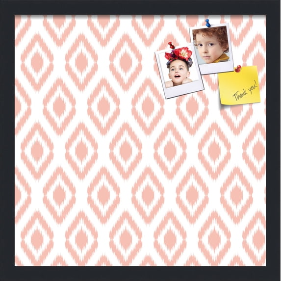 PinPix 17x17 Custom Cork Bulletin Board Ikat Grapefruit Poster Board Has a Fabric Style Canvas Finish, Framed in Ikat Grapefruit, by ArtToFrames (PinPix-1632)