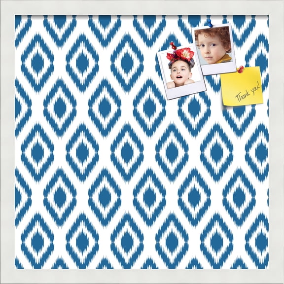 PinPix 17x17 Custom Cork Bulletin Board Ikat Navy Poster Board Has a Fabric Style Canvas Finish, Framed in Ikat Navy, by ArtToFrames (PinPix-1634)