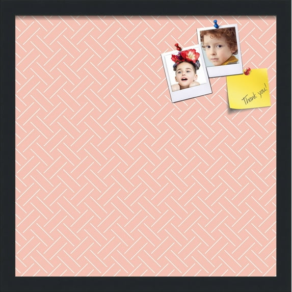 PinPix 17x17 Custom Cork Bulletin Board Lattice Salmon Poster Board Has a Fabric Style Canvas Finish, Framed in Lattice Salmon, by ArtToFrames (PinPix-1824)