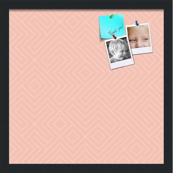 PinPix 17x17 Custom Cork Bulletin Board Maze Salmon Poster Board Has a Fabric Style Canvas Finish, Framed in Maze Salmon, by ArtToFrames (PinPix-1834)