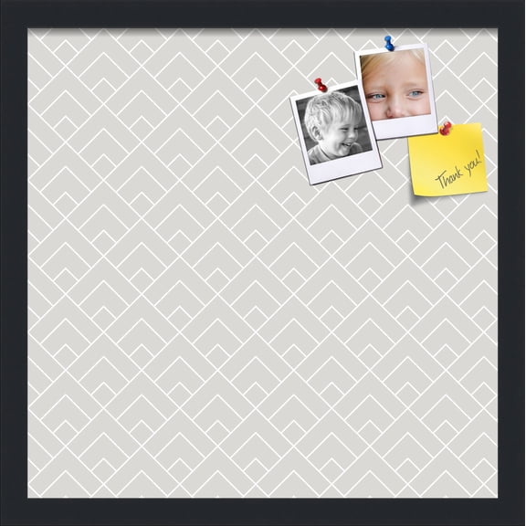 PinPix 17x17 Custom Cork Bulletin Board Peaks Modern Pattern Grey Poster Board Has a Fabric Style Canvas Finish, Framed in Peaks Modern Pattern Grey, by ArtToFrames (PinPix-1794)