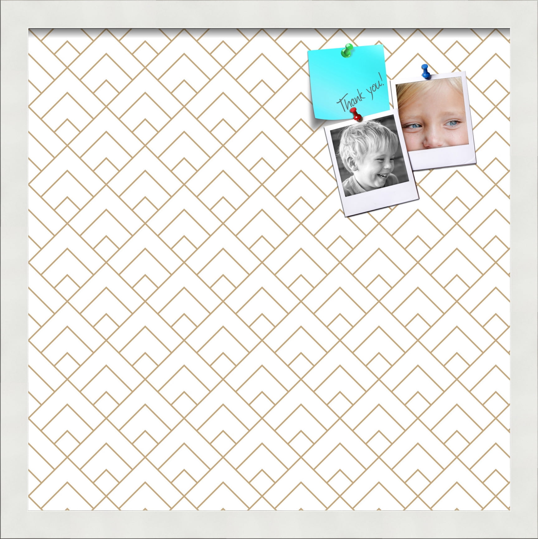 Pinpix Tela Bulletin Board In Legno, Diamond Modern Pattern Grey, 45,7x30,5 Cm, Con Tecnologia Auto-Riparante