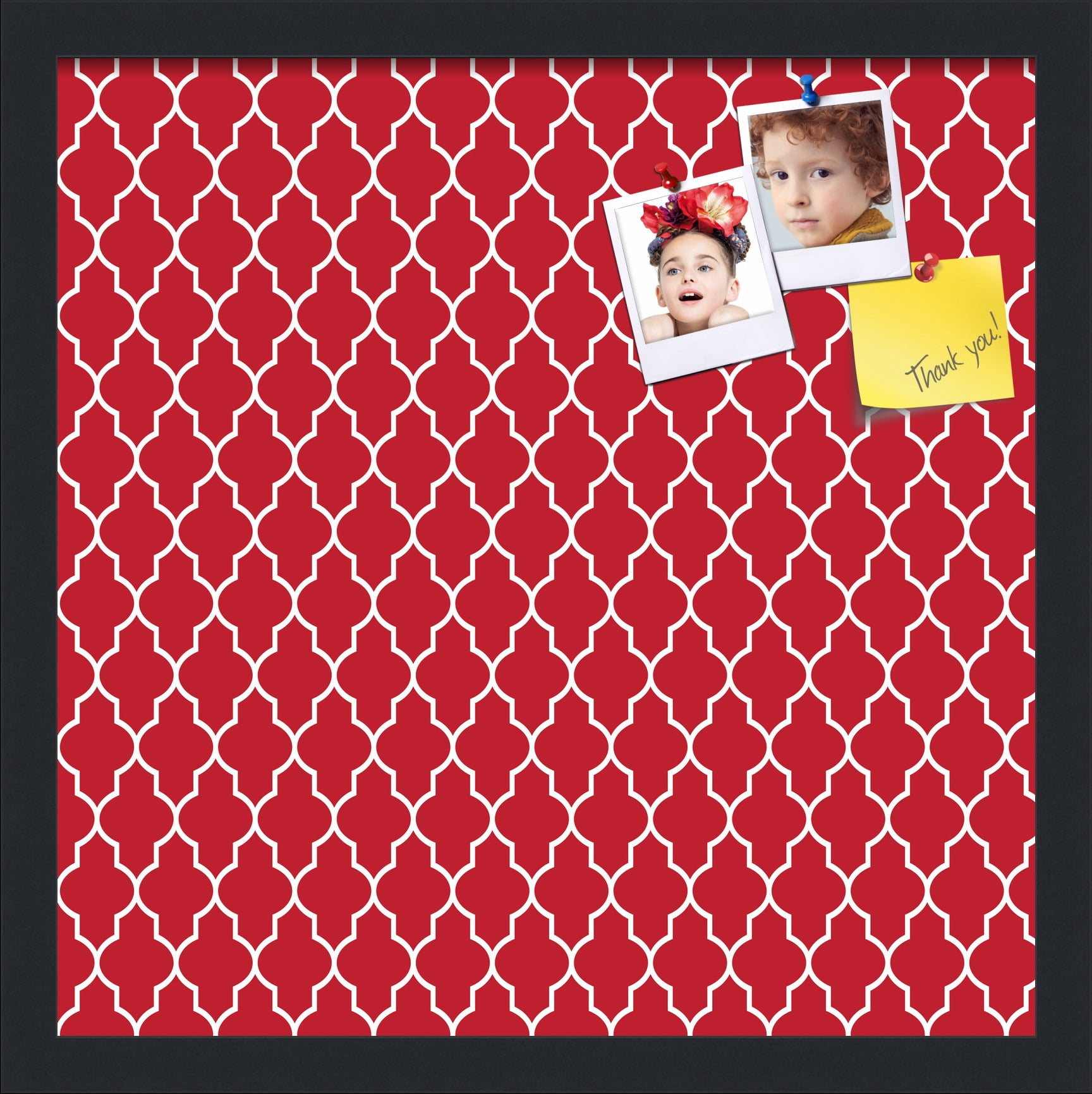 PinPix 17x17 Custom Cork Bulletin Board Quarterfoil Red Poster Board Has a Fabric Style Canvas Finish, Framed in Quarterfoil Red, by ArtToFrames (PinPix-484)