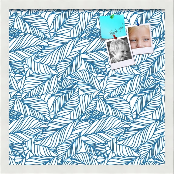 PinPix 17x17 Custom Cork Bulletin Board White Navy Poster Board Has a Fabric Style Canvas Finish, Framed in White Navy, by ArtToFrames (PinPix-1878)