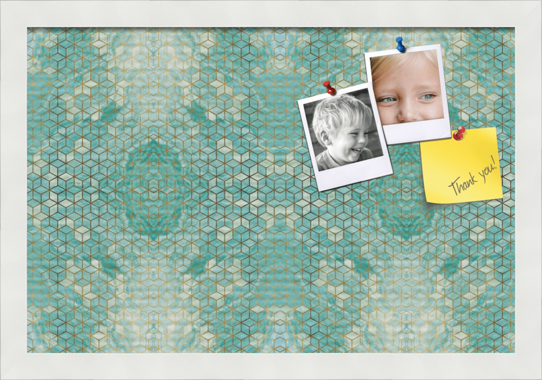 PinPix 18x12 Custom Cork Bulletin Board Aqua Poster Board Has a Fabric Style Canvas Finish, Framed in Aqua, by ArtToFrames (PinPix-1881)