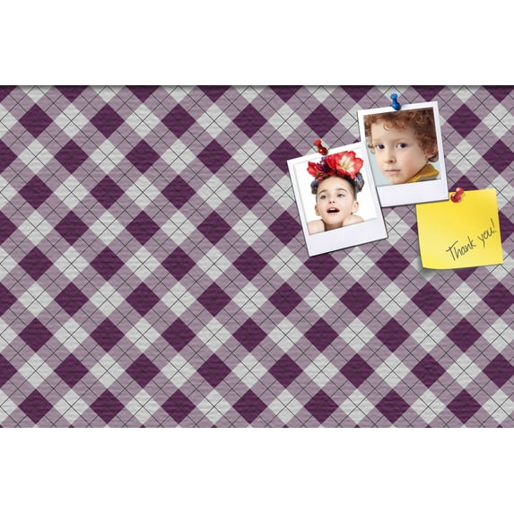 PinPix 18x12 Custom Cork Bulletin Board Argyle Dark Purple Poster Board Has a Fabric Style Canvas Finish, Framed in Argyle Dark Purple, by ArtToFrames (PinPix-632)