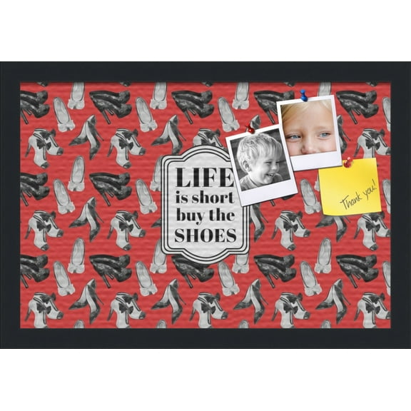 PinPix 18x12 Custom Cork Bulletin Board Buy The Shoes Poster Board Has a Fabric Style Canvas Finish, Framed in Buy The Shoes, by ArtToFrames (PinPix-1492)