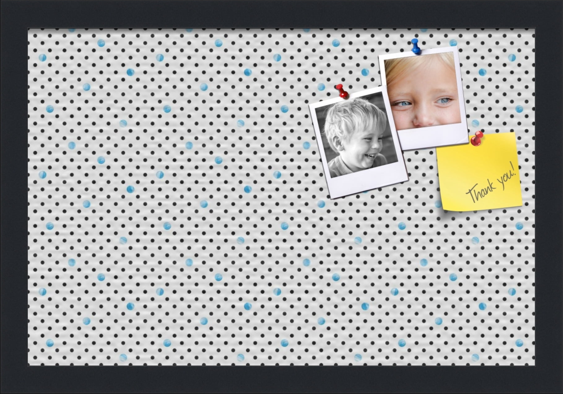 PinPix 18x12 Custom Cork Bulletin Board Chic Polka Dot Blue Poster Board Has a Fabric Style Canvas Finish, Framed in Chic Polka Dot Blue, by ArtToFrames (PinPix-1501)