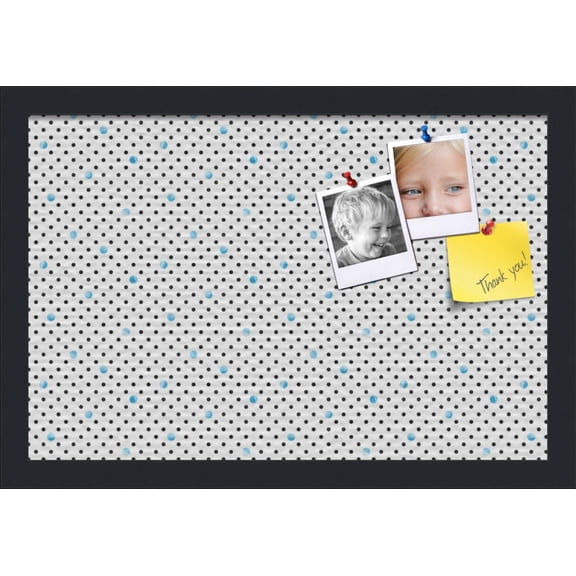 PinPix 18x12 Custom Cork Bulletin Board Chic Polka Dot Blue Poster Board Has a Fabric Style Canvas Finish, Framed in Chic Polka Dot Blue, by ArtToFrames (PinPix-1501)