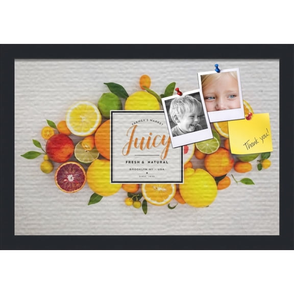 PinPix 18x12 Custom Cork Bulletin Board Fruit Poster Board Has a Fabric Style Canvas Finish, Framed in Fruit, by ArtToFrames (PinPix-1362)