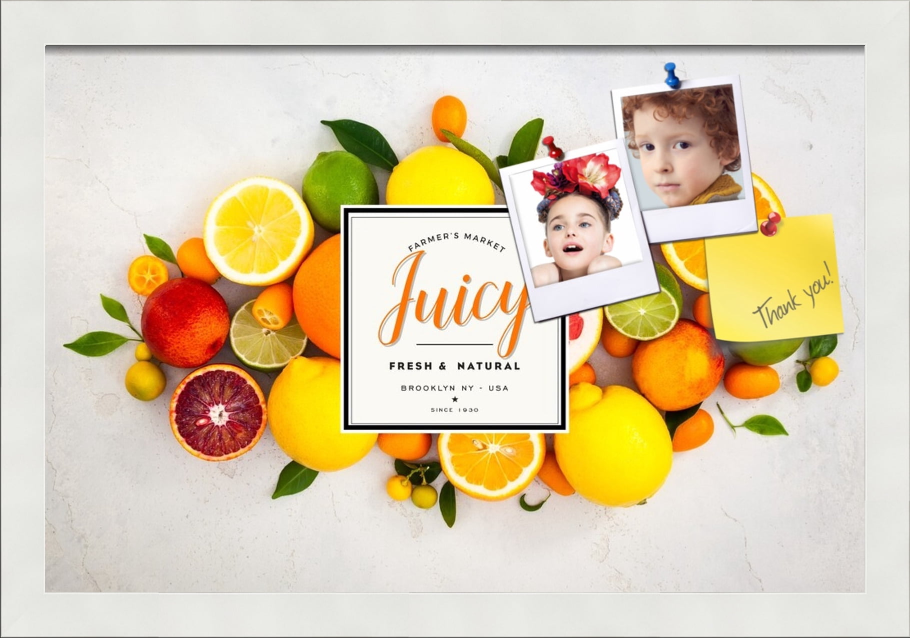 PinPix 18x12 Custom Cork Bulletin Board Fruit Poster Board Has a Fabric Style Canvas Finish, Framed in Fruit, by ArtToFrames (PinPix-1362)