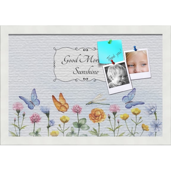 PinPix 18x12 Custom Cork Bulletin Board Good Morning Sunshine Poster Board Has a Fabric Style Canvas Finish, Framed in Good Morning Sunshine, by ArtToFrames (PinPix-1494)