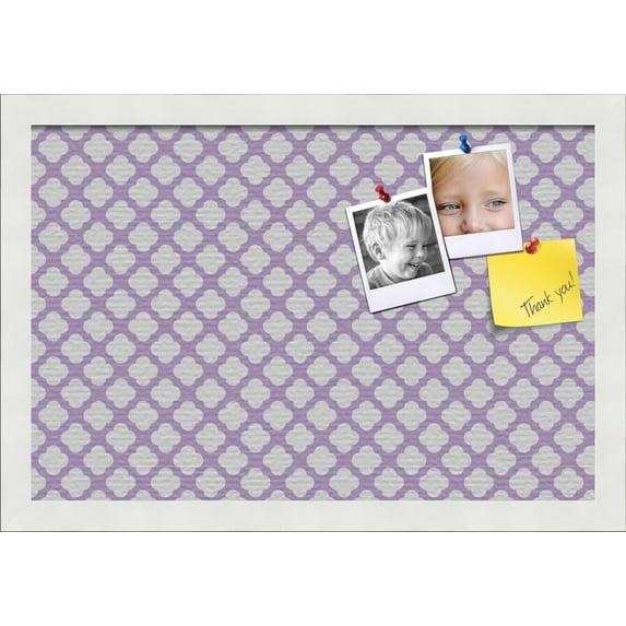 PinPix 18x12 Custom Cork Bulletin Board Light Purple Clover Poster Board Has a Fabric Style Canvas Finish, Framed in Light Purple Clover, by ArtToFrames (PinPix-539)