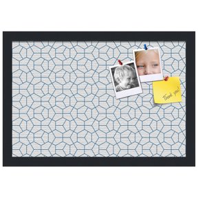 PinPix 18x12 Custom Cork Bulletin Board Modeco Hex Navy Poster Board Has a Fabric Style Canvas Finish, Framed in Black, by ArtToFrames (PinPix-1637)