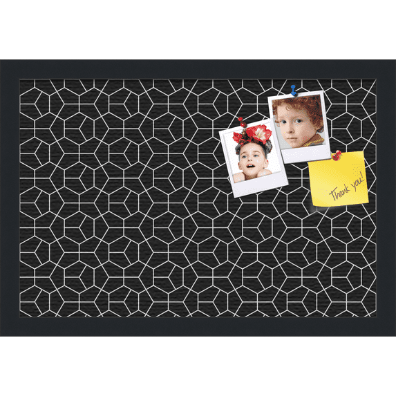 PinPix 18x12 Custom Cork Bulletin Board Modeco Hex W B Poster Board Has a Fabric Style Canvas Finish, Framed in Modeco Hex W B, by ArtToFrames (PinPix-1730)