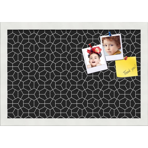 PinPix 18x12 Custom Cork Bulletin Board Modeco Hex W B Poster Board Has a Fabric Style Canvas Finish, Framed in Modeco Hex W B, by ArtToFrames (PinPix-1730)
