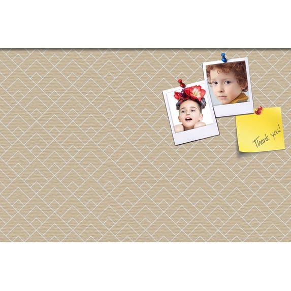 PinPix 18x12 Custom Cork Bulletin Board Peaks Modern Pattern Beige Poster Board Has a Fabric Style Canvas Finish, Framed in Peaks Modern Pattern Beige, by ArtToFrames (PinPix-1792)