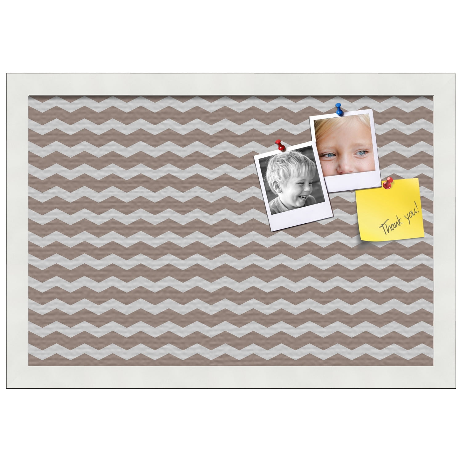 PinPix 18x12 Custom Cork Bulletin Board  Poster Board Has a Fabric Style Canvas Finish, Framed in White, by ArtToFrames (PinPix-515)