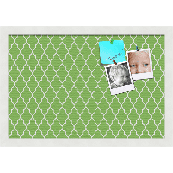 PinPix 18x12 Custom Cork Bulletin Board Quatrefoil Green Poster Board Has a Fabric Style Canvas Finish, Framed in Quatrefoil Green, by ArtToFrames (PinPix-281)