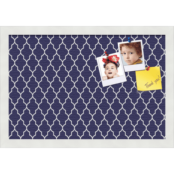 PinPix 18x12 Custom Cork Bulletin Board Quatrefoil Navy Poster Board Has a Fabric Style Canvas Finish, Framed in Quatrefoil Navy, by ArtToFrames (PinPix-285)