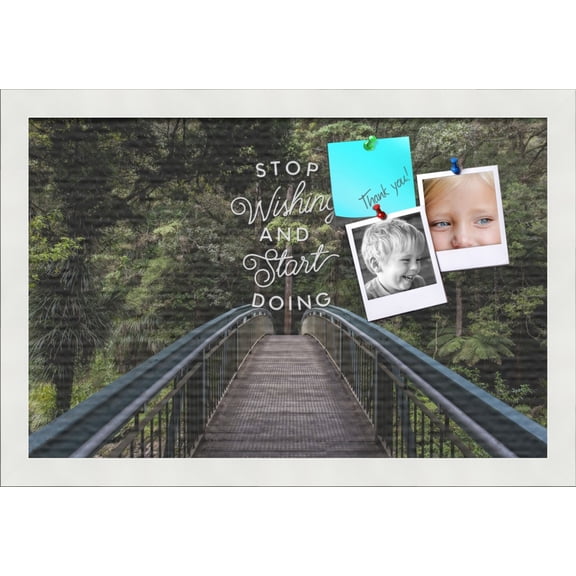 PinPix 18x12 Custom Cork Bulletin Board Stop Wishing Start Doing Poster Board Has a Fabric Style Canvas Finish, Framed in Stop Wishing Start Doing, by ArtToFrames (PinPix-1489)