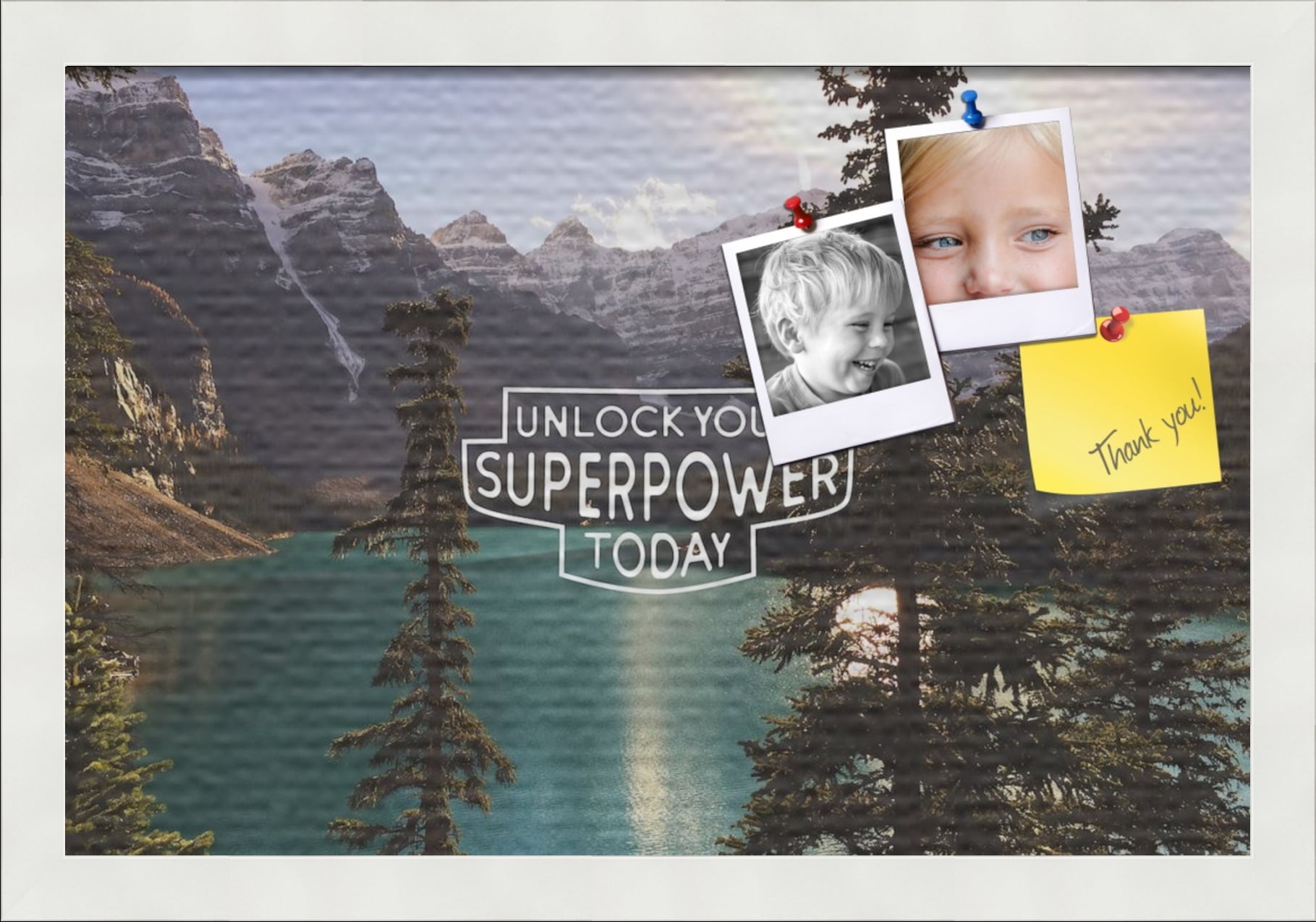 PinPix 18x12 Custom Cork Bulletin Board Unlock Superpower Poster Board Has a Fabric Style Canvas Finish, Framed in Unlock Superpower, by ArtToFrames (PinPix-1491)