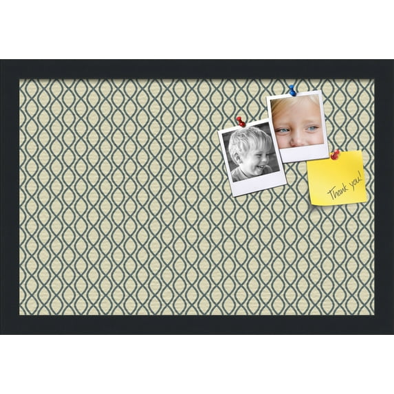 PinPix 18x12 Custom Cork Bulletin Board Yellow And Blue Waves Poster Board Has a Fabric Style Canvas Finish, Framed in Yellow And Blue Waves, by ArtToFrames (PinPix-321)