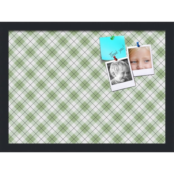PinPix 18x13 Custom Cork Bulletin Board Argyle Lime Green Poster Board Has a Fabric Style Canvas Finish, Framed in Argyle Lime Green, by ArtToFrames (PinPix-641)