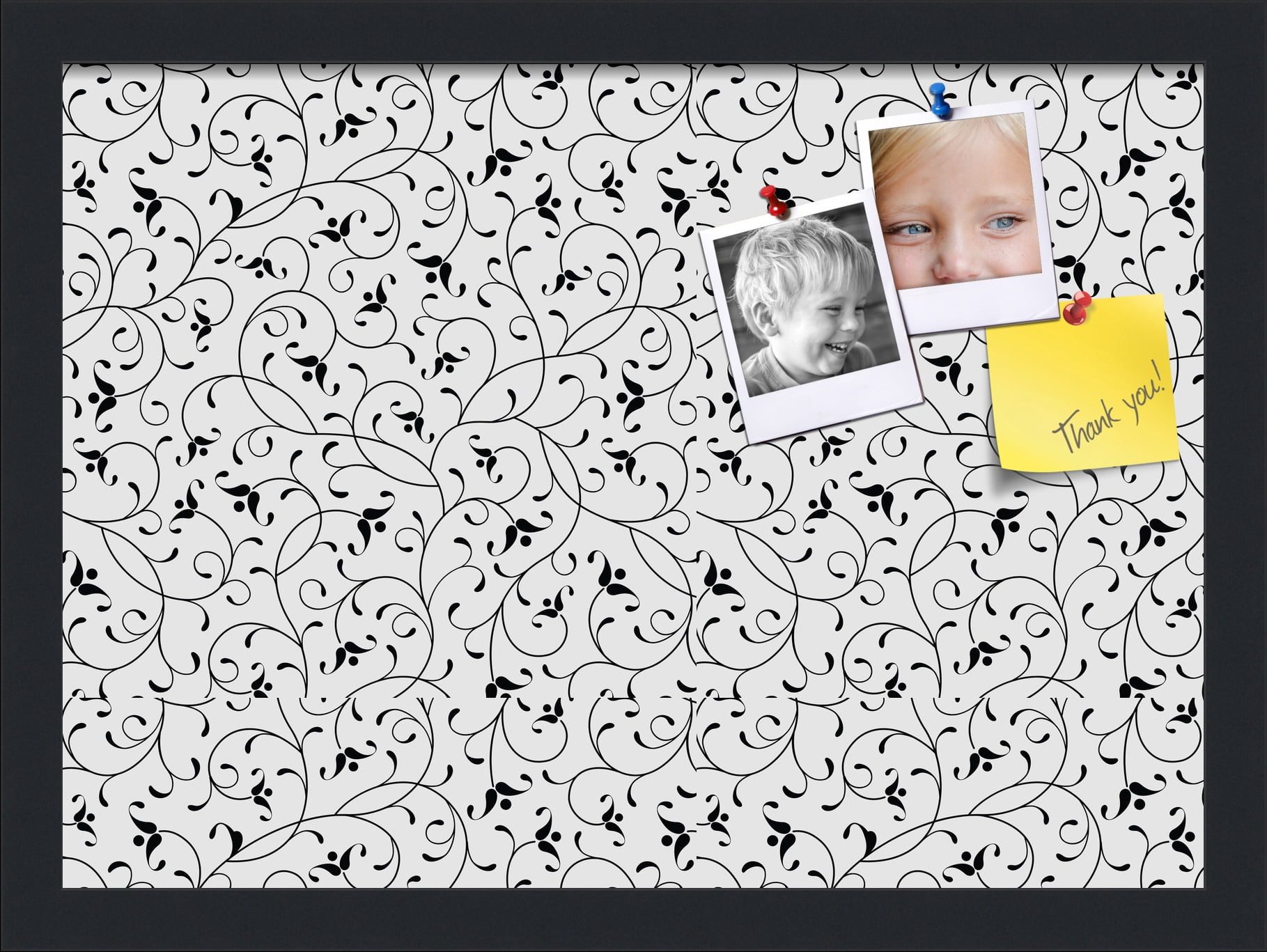 PinPix 18x13 Custom Cork Bulletin Board Bk Seemless Flower Poster Board Has a Fabric Style Canvas Finish, Framed in Bk Seemless Flower, by ArtToFrames (PinPix-122)