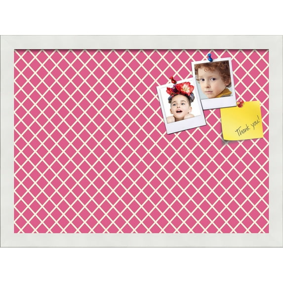 PinPix 18x13 Custom Cork Bulletin Board Hot Pink Diamond Poster Board Has a Fabric Style Canvas Finish, Framed in Hot Pink Diamond, by ArtToFrames (PinPix-302)