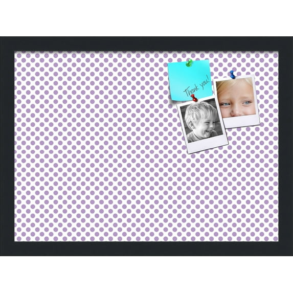 PinPix 18x13 Custom Cork Bulletin Board Light Purple Dots Poster Board Has a Fabric Style Canvas Finish, Framed in Light Purple Dots, by ArtToFrames (PinPix-503)
