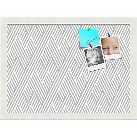 PinPix 18x13 Custom Cork Bulletin Board Modeco Zig Zag Grey Poster Board Has a Fabric Style Canvas Finish, Framed in Modeco Zig Zag Grey, by ArtToFrames (PinPix-1508)