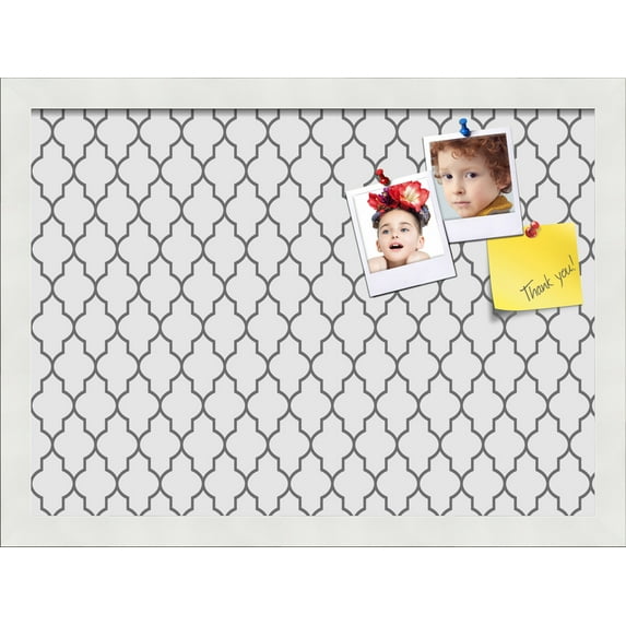 PinPix 18x13 Custom Cork Bulletin Board Quarterfoil Beige Poster Board Has a Fabric Style Canvas Finish, Framed in Quarterfoil Beige, by ArtToFrames (PinPix-584)