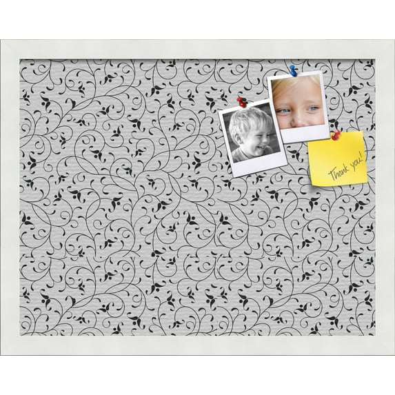 PinPix 18x14 Custom Cork Bulletin Board Bk Seemless Flower Poster Board Has a Fabric Style Canvas Finish, Framed in Bk Seemless Flower, by ArtToFrames (PinPix-122)