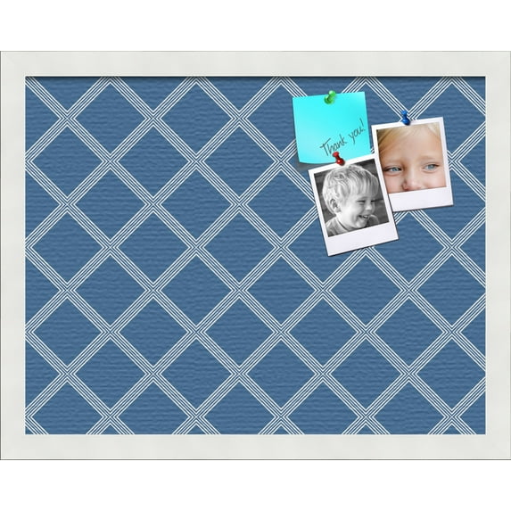 PinPix 18x14 Custom Cork Bulletin Board Diamond Modern Pattern Navy Poster Board Has a Fabric Style Canvas Finish, Framed in Diamond Modern Pattern Navy, by ArtToFrames (PinPix-1804)