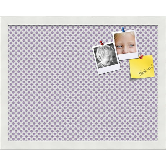 PinPix 18x14 Custom Cork Bulletin Board Light Purple Dots Poster Board Has a Fabric Style Canvas Finish, Framed in Light Purple Dots, by ArtToFrames (PinPix-503)