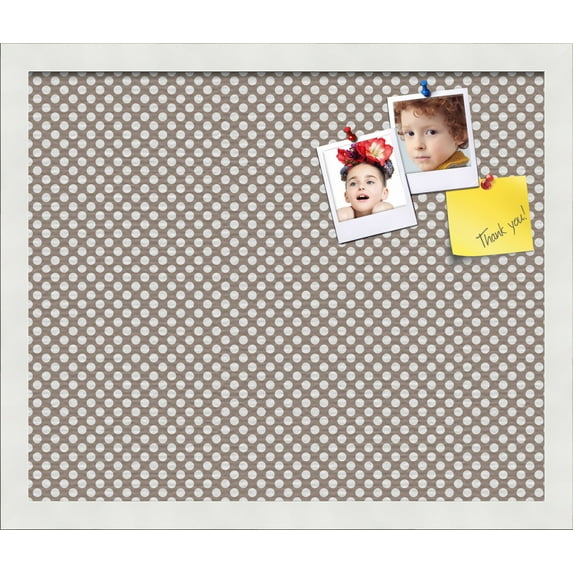PinPix 18x15 Custom Cork Bulletin Board Brown Polka Dot Poster Board Has a Fabric Style Canvas Finish, Framed in Brown Polka Dot, by ArtToFrames (PinPix-501)