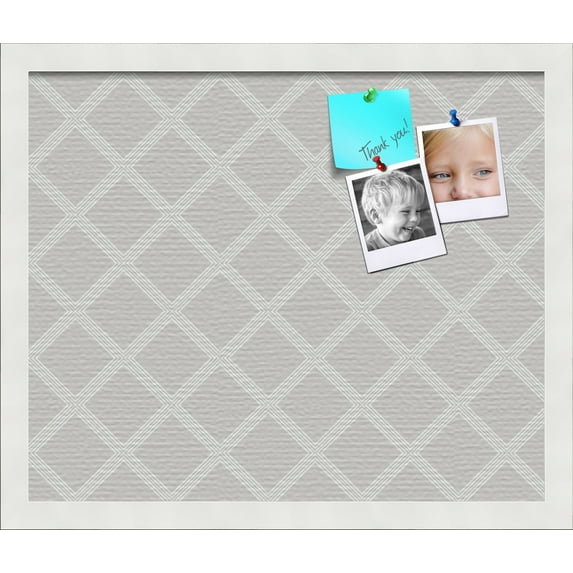 PinPix 18x15 Custom Cork Bulletin Board Diamond Modern Pattern Grey Poster Board Has a Fabric Style Canvas Finish, Framed in Diamond Modern Pattern Grey, by ArtToFrames (PinPix-1802)