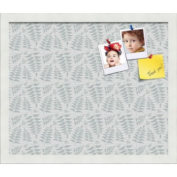 PinPix 18x15 Custom Cork Bulletin Board Fern Lt Grey Poster Board Has a Fabric Style Canvas Finish, Framed in Fern Lt Grey, by ArtToFrames (PinPix-1584)