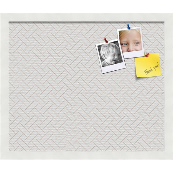 PinPix 18x15 Custom Cork Bulletin Board Lattice White Salmon Poster Board Has a Fabric Style Canvas Finish, Framed in Lattice White Salmon, by ArtToFrames (PinPix-1823)