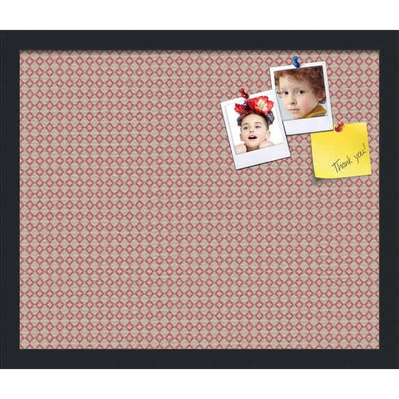 PinPix 18x15 Custom Cork Bulletin Board Pink - Beige Diamond Poster Board Has a Fabric Style Canvas Finish, Framed in Pink - Beige Diamond, by ArtToFrames (PinPix-290)