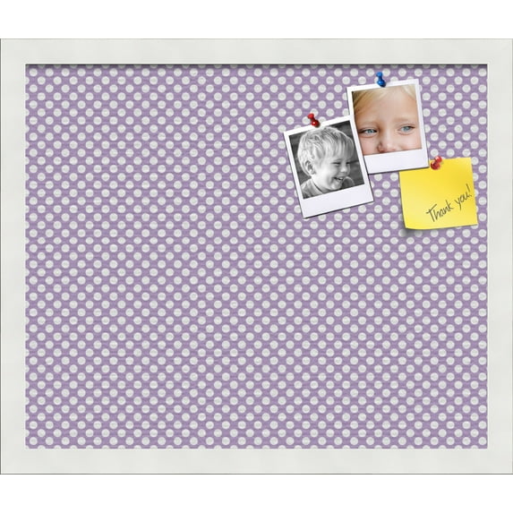 PinPix 18x15 Custom Cork Bulletin Board Purple Polka Dot Poster Board Has a Fabric Style Canvas Finish, Framed in Purple Polka Dot, by ArtToFrames (PinPix-504)
