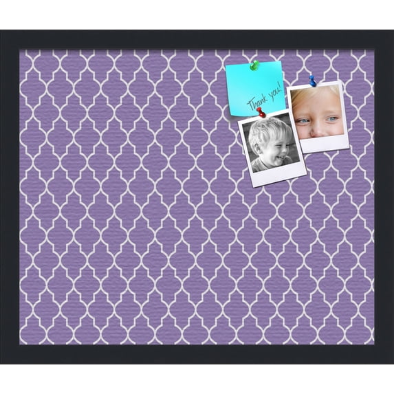 PinPix 18x15 Custom Cork Bulletin Board Quatrefoil Purple Poster Board Has a Fabric Style Canvas Finish, Framed in Quatrefoil Purple, by ArtToFrames (PinPix-282)